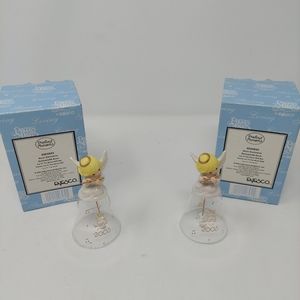 Precious Moments Avon Joy To The World 2005 Glass Bell With Angel Lot Of 2